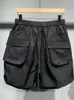 MANS Fashion Breve Cargo Shorts Verão Masculino Streetwear Casual Pockage Thin Troushers Short Cream