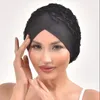 Bufandas turban turban tope moda encaje encaje envoltura dama gorro de gorro de color sólido bufanda femenina islámica