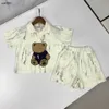 Popular kids designer clothes Plush Doll Bear Pattern summer Short sleeved suit baby tracksuits Size 90-150 CM POLO shirt and shorts 24April