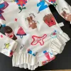 Swimwear 2023 Summer Baby Girls Swimwear Printed Cartoon Character Button Fly Shouldler Swimsuit Patchwork Lace Ruffles Kids Girl Outfit