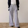 Pantalon féminin Femmes Y2k Vintage Striped Lounge Pystrice Pyjama Pyjama DrawString High Taist Loose Casual Colders Streetwear