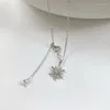 Pendants HI MAN S925 Sterling Silver Korean Cubic Zircon Snowflake Pendant Necklace Woman Fashion Clavicle Chain Elegant Jewelry Gift