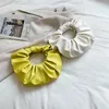 Borse a tracolla anello borsetta da donna con cornice guscio di frizione pieghetta 12 pollici bianchi/ giallo