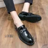 Zwart en blauw lakleer Casual Loafers Mocasin Business Slip-on Peas Shoes gratis verzending