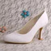 Dress Shoes 9cm Heel Bridal Lace Close Pump Shoe White Wedding Size 8