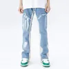 Cyber Y2K Fashion Washed Blue Baggy Flared Jeans broek voor mannen kleding rechte hiphop vrouwen denim broek ROPA HOMBRE 240420