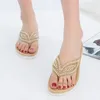 Freizeitschuhe 2024 Sommer Frauen Keil Sandalen Perlenblätter Flip Flops Vintage Sandalias de Mujeres Weibliche Plattform Strand