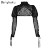 Women's Jackets Velvet Patchwork Lace Top Shrug Y2k Clothes 2024 Gothic Style Dark Waistcoat Women Black Coat Goth Punk Cropped Tops Ropa