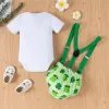 Sets Spring Summer Baby Girl Clothes Cotton Four leaf clover printing Blouse Shirt Romper Birthday Newborn Baby Clothes strap Outfits