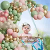 Party Decoration 135pcs Green Pink Balloons Garland Kit Sand White Metallic Gold For Birthday Wedding Decorations
