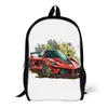 Backpack Passionate Sports Car Nature Style Cartoon Chings Backpacks Design juvenil Sacos de ensino médio duráveis Rucksack engraçado