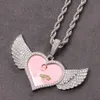 Hip Hop Heart Wing Pendant Gold plaqué complet Diamond Loam Love Memory Photo Collier Collier minimum Ordre