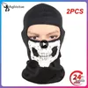 Bandanas 2pcs kafatası baskısı bandana balaclava tam yüz kapak elastik açık balıkçılık avcılık bisiklet boynu gaiter kafa sıcak