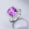 24ss New Designer Purple Gemstone Ring Jewelry Year New Amethyst Full Diamond S Silver Ring is Light Luxury Fashionable Personalized Elegant and High End