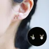 Earrings GOLDtutu 14K Gold Bunny Crystal Earring Stud, Dainty, Minimalist, Simple, Vintage, Minimal Styles, Kids Jewelry, kj190