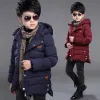 Sets 2022 Nieuwe Winter Keep Warm Teenage Boys Jacket 314 jaar lang Slim Fit Fashion Hooded Coat For Kids Children Outdoor Wind Breaker