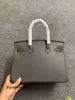 Brkns de luxe Brkns Epsom en cuir sac à main 7a en cuir authentique 30cm Gris Etain Color Silverts3n