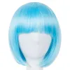 Wigs Feishow Resistente al calore Short Short Wavy Blu Wig Sintetico Costume Halloween Carnival Cosplay Capelli piatti piatti da donna