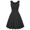 Casual Dresses Elegant Womens Cocktail Dress Red Black White V-hals ärmlös vintage Hepburn Short Prom 2024 Sexig kvällsfestklänningar