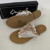 Hausschuhe 2024 Sommer Frauen Glitzer Strass Flip Flops hell Diamant flacher Boden Kristall Sandalen bequeme Objektträger Schuhe