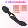 USB Charg10 Speeds Powerful Vibrators for Women Magic Dual Motors Wand Body Massager Female Sex Toys GSpot Adult 240423