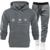 Mens Tracksuits Winter Sports Set Letter Mönster Varma hoodie Tryckta byxor Sweatshirt Jogging Shirt Casual Zipper Jacket