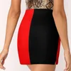Röcke halb schwarz rote Minirock -Frauenrock mit Taschen -Vintage -Drucken einer Linie Sommerkleidung