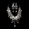 Sparkly Bling Crystals Diamond Halsband smycken sätter brudörhängen Rhinestone Crystal Party Wedding Accessories