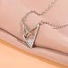 Pendant Necklaces Triangle Geometric Double Circle Interlocking Crystal Clavicle Chain