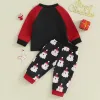 Sets Mababy 3m3y Christmas Nouveau-né pour bébé bébé fille de vêtements de fille à manches longues pantalons imprimés de santa pantalon pantalon de pantalon de Noël D05