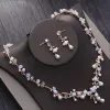 Halsband ädla kristallpärlor pärla brud smycken set rhinestone pageant diadem tiaras halsband örhängen krona bröllop dubai smycken set