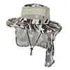 Bérets Net de camouflage pour hommes réglables avec un grand chapeau de pêche à bord Summer Group Shading -1pcs