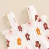 Giyim Setleri Toddler Bebek Kız Yaz Giysileri Seti Kolsuz Shirred Fırfırlı Çiçek Üstleri Fırfır Trim Şort Bebek Kıyafetleri