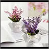 Levert kransen thuisfeest feestelijke tuinfee bloemen lelie van de vallei +keramische kleine pot vaas mini desktop bonsai voor woonkamer tuin