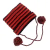 Caponi a sfera Cappello per le orecchie da maglia per adulti con studenti di decorazioni di pompon