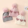 Accessories Winter Baby Knitted Hat Cute Heart Jacquard Beanie Cap for Newborn Girls Boys Beanies Autumn Warm Infant Toddler Crochet Hats