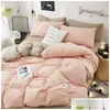 Bedding Sets Bedding Sets Home Textile Solid Color Duvet Er Pillow Case Bed Sheet Ab Side Quilt Boy Kid Teen Girl Linens Set King Quee Dhens