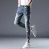 Raped Jeans Mężczyźni chude dopasowanie ciemnoniebieskie spodnie dżinsowe dżins