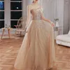 Party Dresses Champagne Evening Dress 2024 Strapless Sequin Vestidos Sexy Backless Floor-length Bling Shining Elegant Suknie Wieczorowe