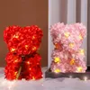 Sahte çiçek yeşillikleri 25cm yapay çiçekler hidrangea ayı kutu ışık gül oyuncak ayı kız arkadaşı anne sevgililer günü yıldönümü doğum günü kayması t240422