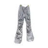 Men's Pants HKSH Heavy Industry Wide Leg Flare Straight Floor Textured Gray Metallic Punk Trousers Tide Chic HK0869