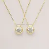 Элегантный дизайн минималистский одиночный CVD -лаборатория выращенные бриллианты 14K Столковое золотое ожерелье Классическое пузырь для женского свадебного подарка