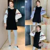 Suprimentos Spring Autumn Autumn Long Batwing Sleeve Patchwork