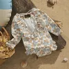 EWODOS 14 Years Toddler Baby Kids Girls Summer Sweet Swimsuits Floral Print Long Sleeve Ruffles Swimwear Beachwear Bathing Suit 240409