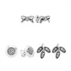 Orecchini per borchie 925 Strtui per piercing all'orecchio in argento sterling per donne pietre per zirconi giardino Primrose fiore fiore foglia