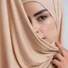 Ethnic Clothing Muslim Knitted Jersey Pleated Hijab Shawls Scarf Solid Color Head Wraps Soft Hijabs Ladies Scarves