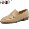 Scarpe casual Fedonas 2024 Donne pompe basse tacchi a basso contenuto di cuoio arrotondato di punta di punta Lady Lady Working comodi mocassini primavera estate primavera