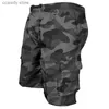Men's Shorts Summer mens shorts overall fashionable camouflage pattern solid color lace pockets merchandise summer clothing H240424