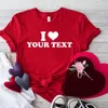 Я люблю красное сердце, ваш текст здесь индивидуальная женская футболка o шея высококачественная хлопчатобумажная футболка подарка парня здесь 240420