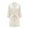 Passionate New Sexy Ice Silk Pure Desire Nightgown 6215 Style Paired with Solid Color Nightgown Bathrobe Coat